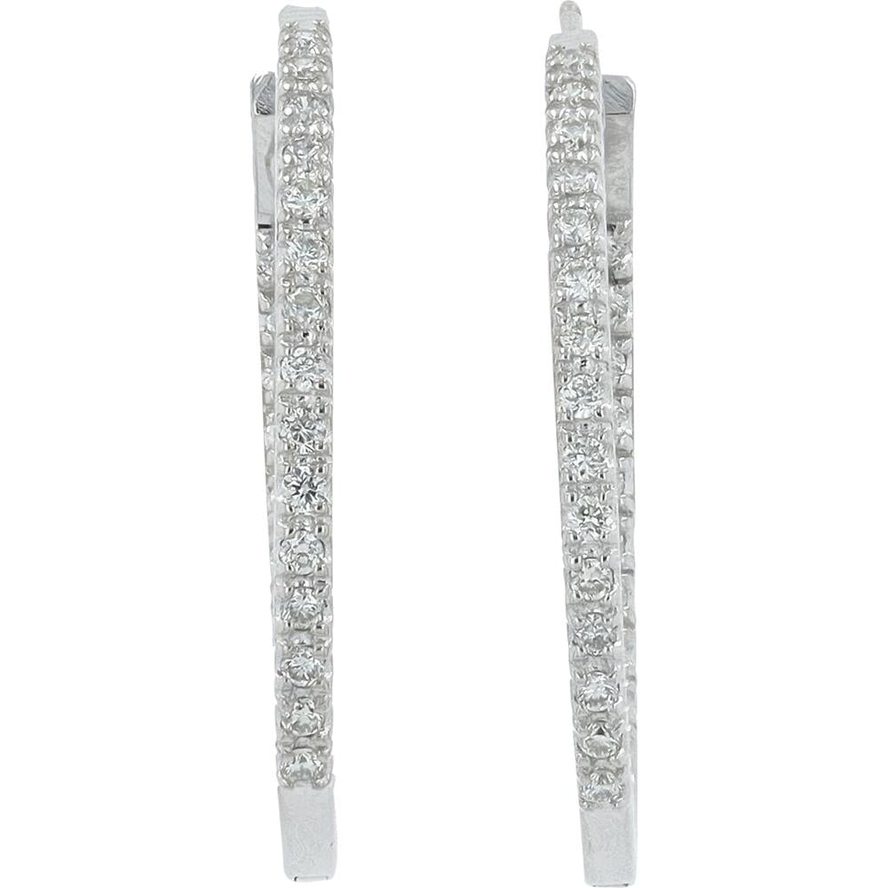 14K White Gold Inside-Out Hoop Earrings with 1/2 Carats Total Diamond Weight