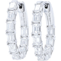 14K White Gold Inside-Out Hoop Earrings with Emerald-Cut Lab Grown Diamonds - 3.00 Carat Total Diamond Weight