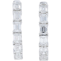 14K White Gold Inside-Out Hoop Earrings with Prong-Set Emerald Cut Lab Grown Diamonds - 2.00 Carat Total Diamond Weight