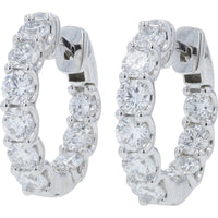 14K White Gold Inside-Out Hoop Earrings with Prong-Set Lab Grown Diamonds - 1.80 Carat Total Diamond Weight