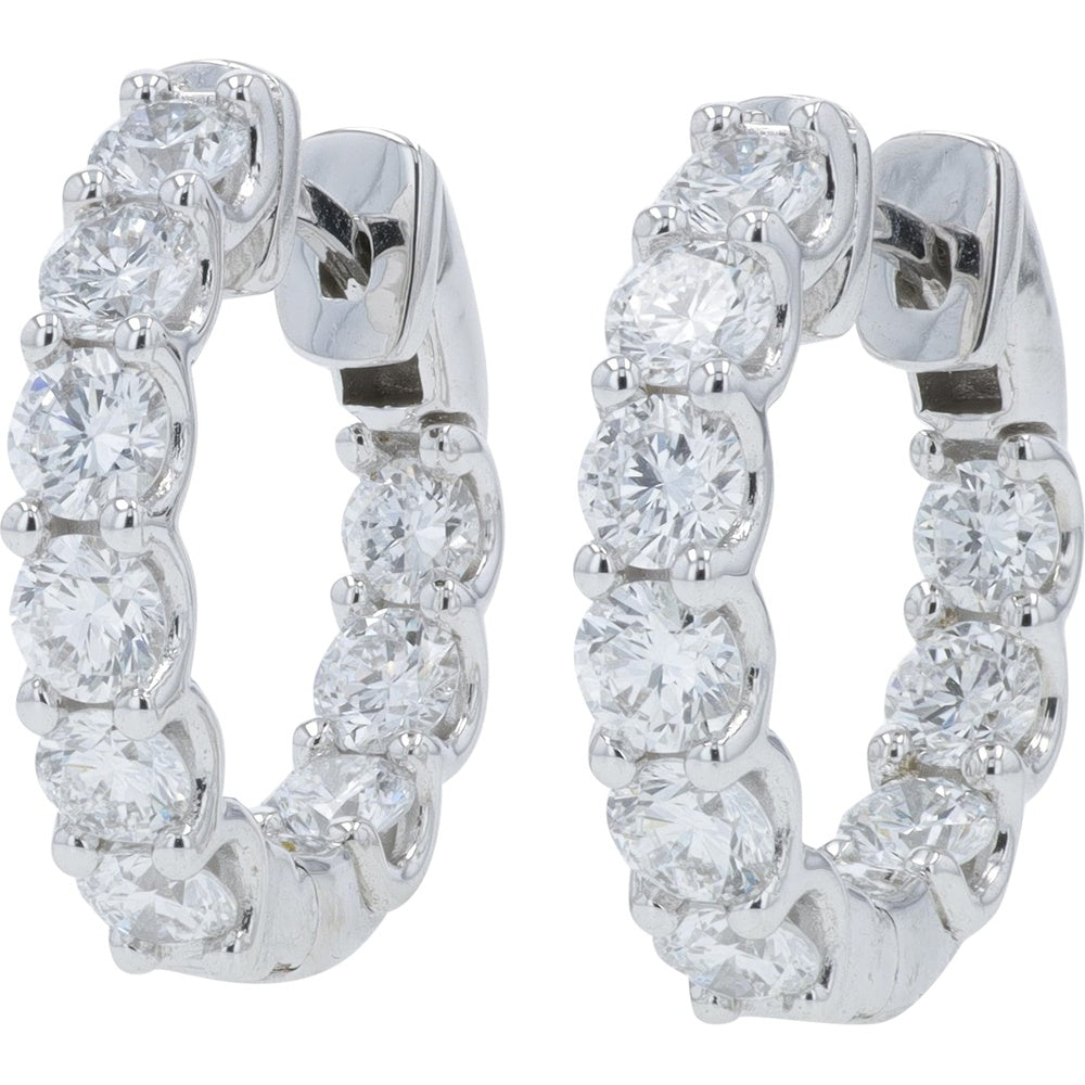 14K White Gold Inside-Out Hoop Earrings with Prong-Set Lab Grown Diamonds - 1.80 Carat Total Diamond Weight