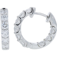 14K White Gold Inside-Out Hoop Earrings with Prong-Set Lab Grown Diamonds - 1.80 Carat Total Diamond Weight