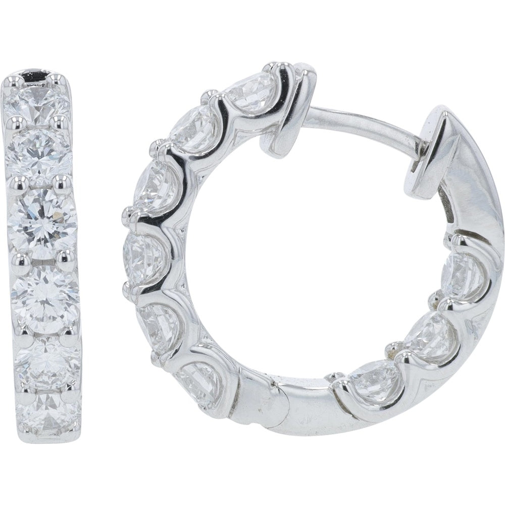 14K White Gold Inside-Out Hoop Earrings with Prong-Set Lab Grown Diamonds - 1.80 Carat Total Diamond Weight