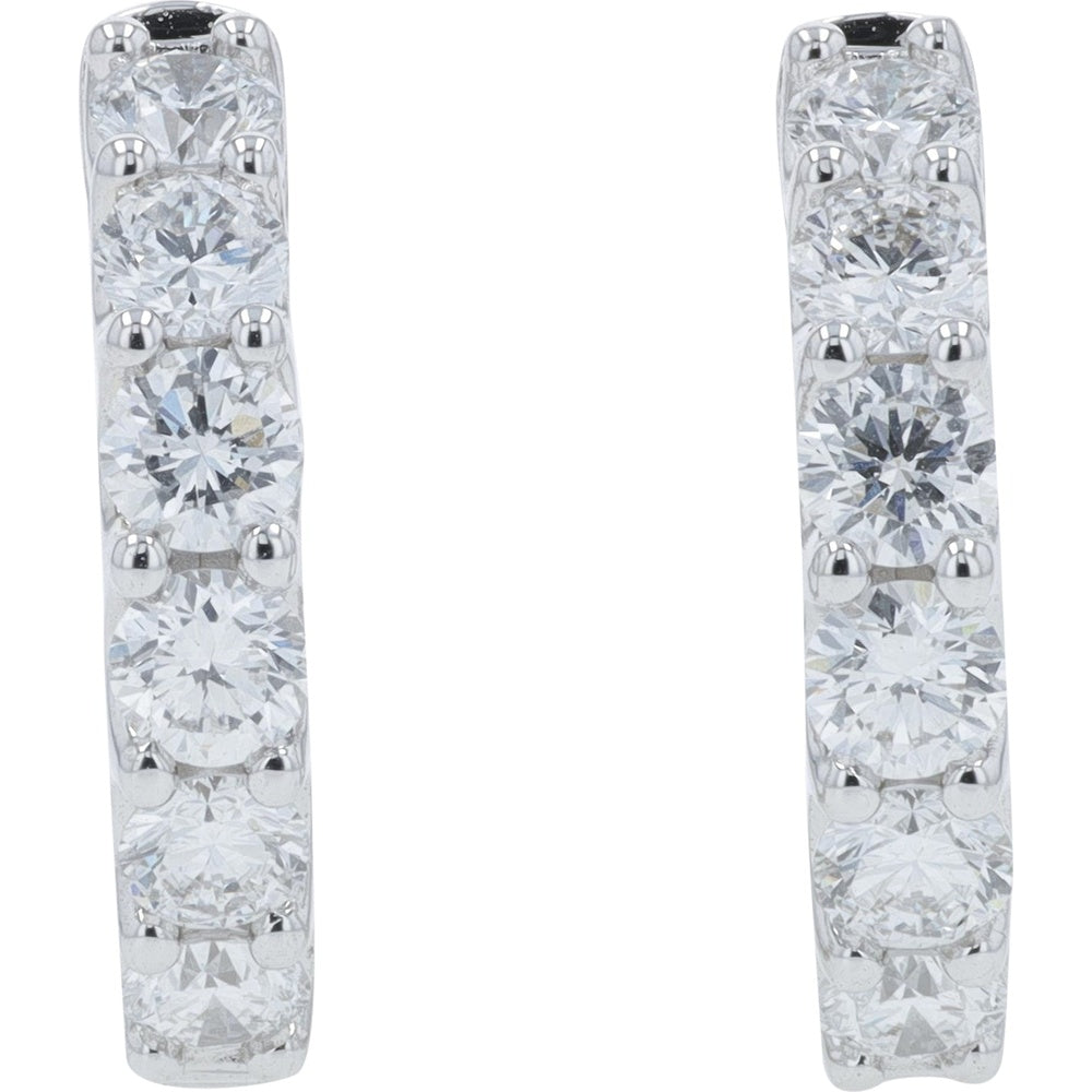 14K White Gold Inside-Out Hoop Earrings with Prong-Set Lab Grown Diamonds - 1.80 Carat Total Diamond Weight