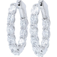 14K White Gold Inside-Out Hoop Earrings with Prong-Set Lab Grown Diamonds - 3.00 Carat Total Diamond Weight