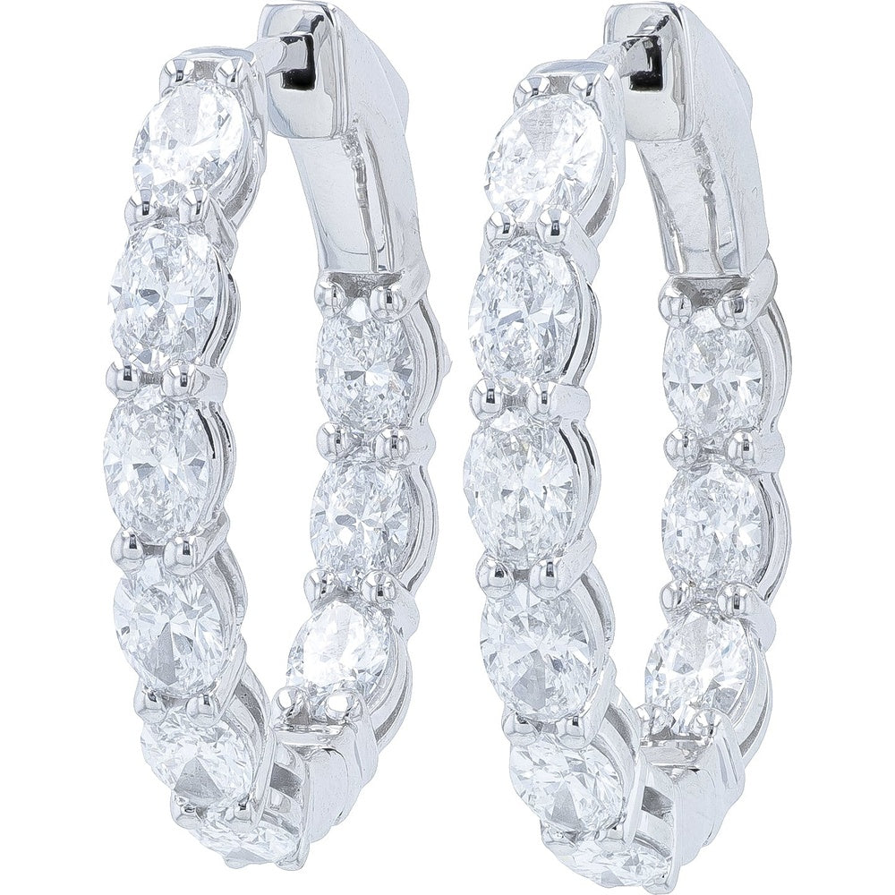 14K White Gold Inside-Out Hoop Earrings with Prong-Set Lab Grown Diamonds - 3.00 Carat Total Diamond Weight