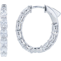 14K White Gold Inside-Out Hoop Earrings with Prong-Set Lab Grown Diamonds - 3.00 Carat Total Diamond Weight