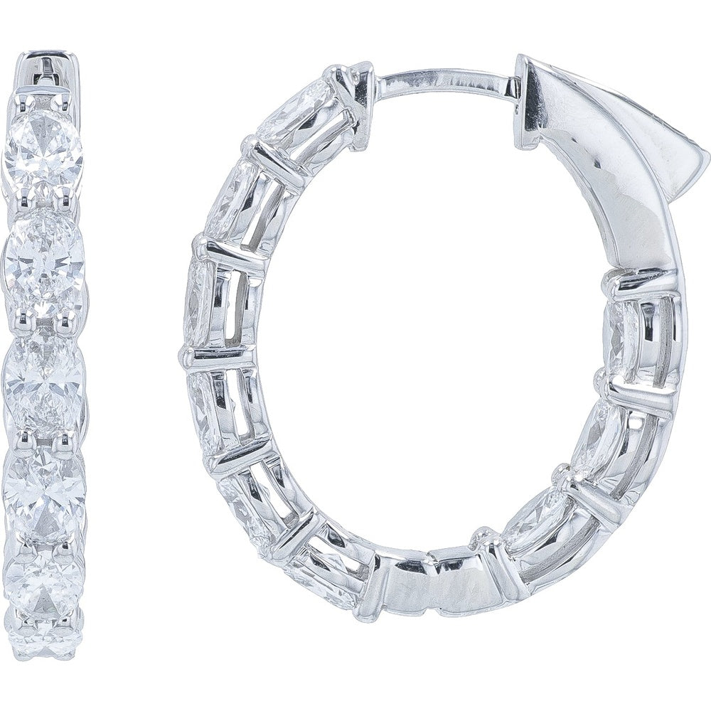 14K White Gold Inside-Out Hoop Earrings with Prong-Set Lab Grown Diamonds - 3.00 Carat Total Diamond Weight