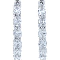 14K White Gold Inside-Out Hoop Earrings with Prong-Set Lab Grown Diamonds - 3.00 Carat Total Diamond Weight