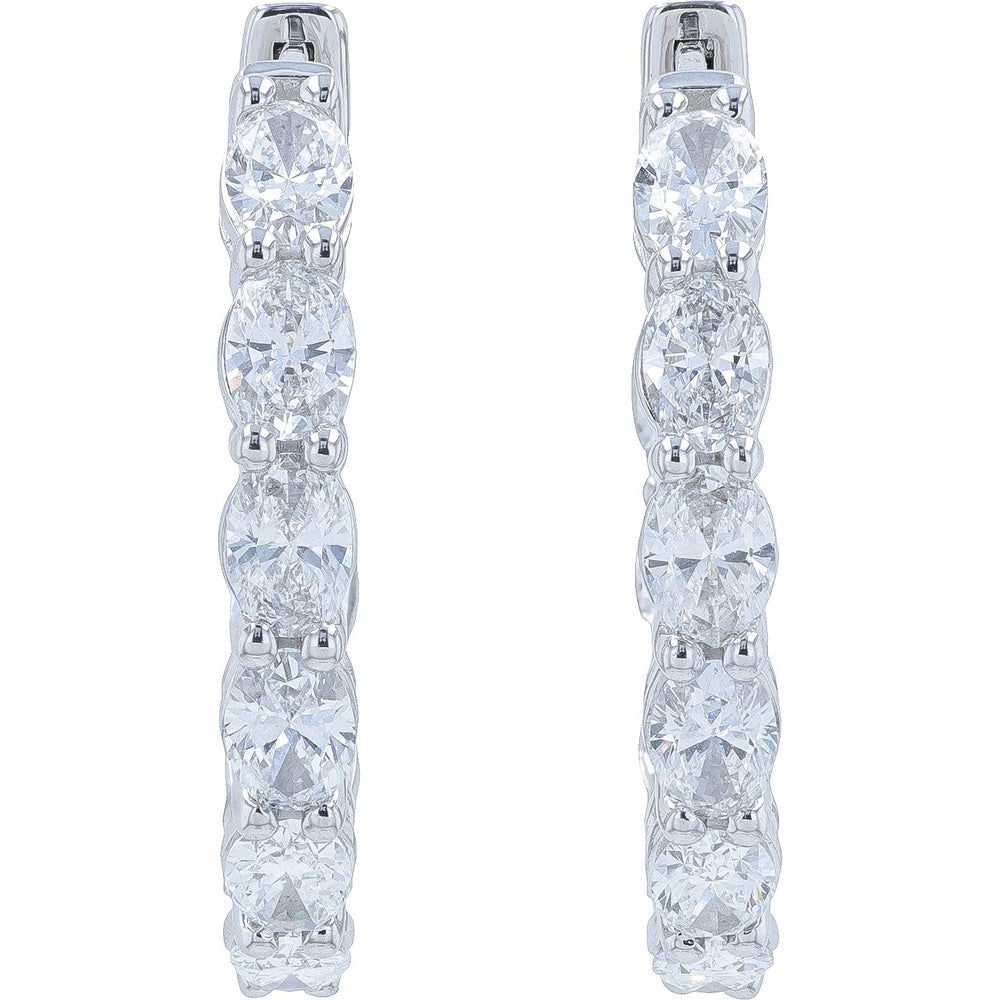 14K White Gold Inside-Out Hoop Earrings with Prong-Set Lab Grown Diamonds - 3.00 Carat Total Diamond Weight