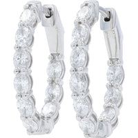 14K White Gold Inside-Out Hoop Earrings with Prong-Set Lab Grown Round Diamonds - 2.00 Carat Total Diamond Weight