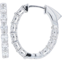 14K White Gold Inside-Out Hoop Earrings with Prong-Set Lab Grown Round Diamonds - 2.00 Carat Total Diamond Weight