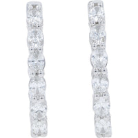 14K White Gold Inside-Out Hoop Earrings with Prong-Set Lab Grown Round Diamonds - 2.00 Carat Total Diamond Weight
