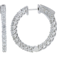 14K White Gold Inside-Out Hoop Earrings with Prong-Set Round Diamonds - 2.05 Carat Total Diamond Weight