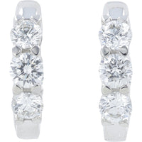 14K White Gold Inside-Out Hoop Earrings with Prong Set Round Lab Grown Diamonds - 1.75 Carat Total Diamond Weight