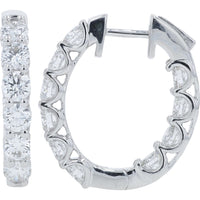 14K White Gold Inside-Out Hoop Earrings with Prong-Set Round Lab Grown Diamonds - 4.00 Carat Total Diamond Weight