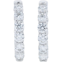 14K White Gold Inside-Out Hoop Earrings with Prong-Set Round Lab Grown Diamonds - 4.00 Carat Total Diamond Weight
