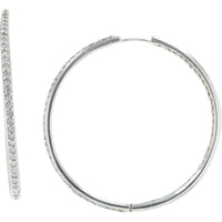 14K White Gold Inside - Out Hoop Earrings with Round Diamonds - 1.50 Carat Total Diamond Weight