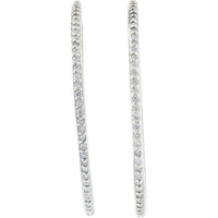 14K White Gold Inside - Out Hoop Earrings with Round Diamonds - 1.50 Carat Total Diamond Weight