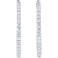 14K White Gold Inside-Out Hoop Earrings with Round Lab Grown Diamonds - 1.00 Carat Total Diamond Weight