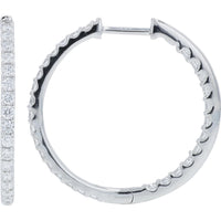 14K White Gold Inside-Out Hoop Earrings with Round Lab Grown Diamonds - 2.00 Carat Total Diamond Weight