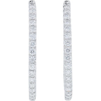 14K White Gold Inside-Out Hoop Earrings with Round Lab Grown Diamonds - 2.00 Carat Total Diamond Weight
