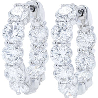 14K White Gold Inside-Out Hoop Earrings with Round Lab Grown Diamonds - 3.00 Carat Total Diamond Weight
