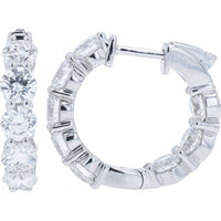 14K White Gold Inside-Out Hoop Earrings with Round Lab Grown Diamonds - 3.00 Carat Total Diamond Weight