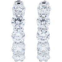14K White Gold Inside-Out Hoop Earrings with Round Lab Grown Diamonds - 3.00 Carat Total Diamond Weight