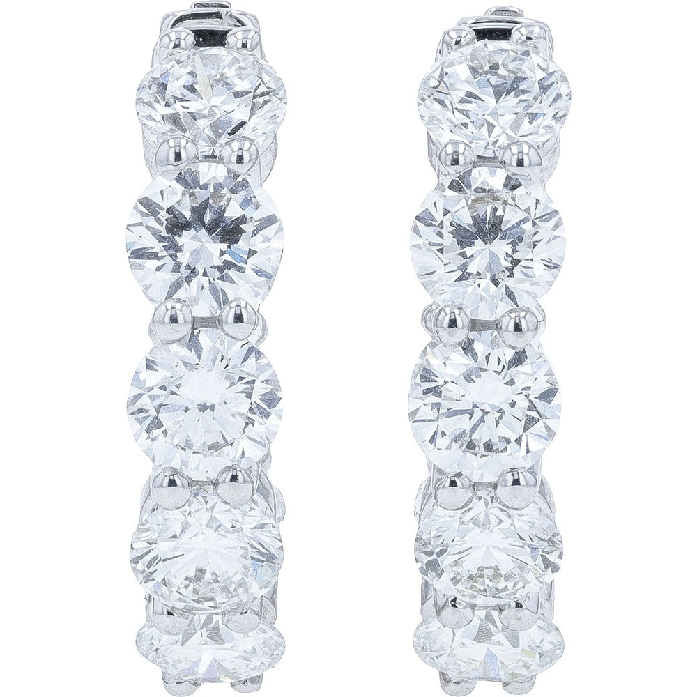 14K White Gold Inside-Out Hoop Earrings with Round Lab Grown Diamonds - 3.00 Carat Total Diamond Weight