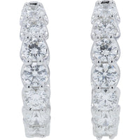14K White Gold Inside-Out Hoop Earrings with Round Lab Grown Diamonds - 3.50 Carat Total Diamond Weight