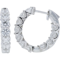 14K White Gold Inside-Out Hoop Earrings with Round Lab Grown Diamonds - 3.50 Carat Total Diamond Weight