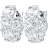 14K White Gold Inside-Out Huggie Earrings with Round Lab Grown Diamonds - 3.30 Carat Total Diamond Weight