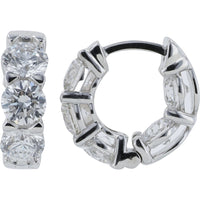 14K White Gold Inside-Out Huggie Earrings with Round Lab Grown Diamonds - 3.30 Carat Total Diamond Weight