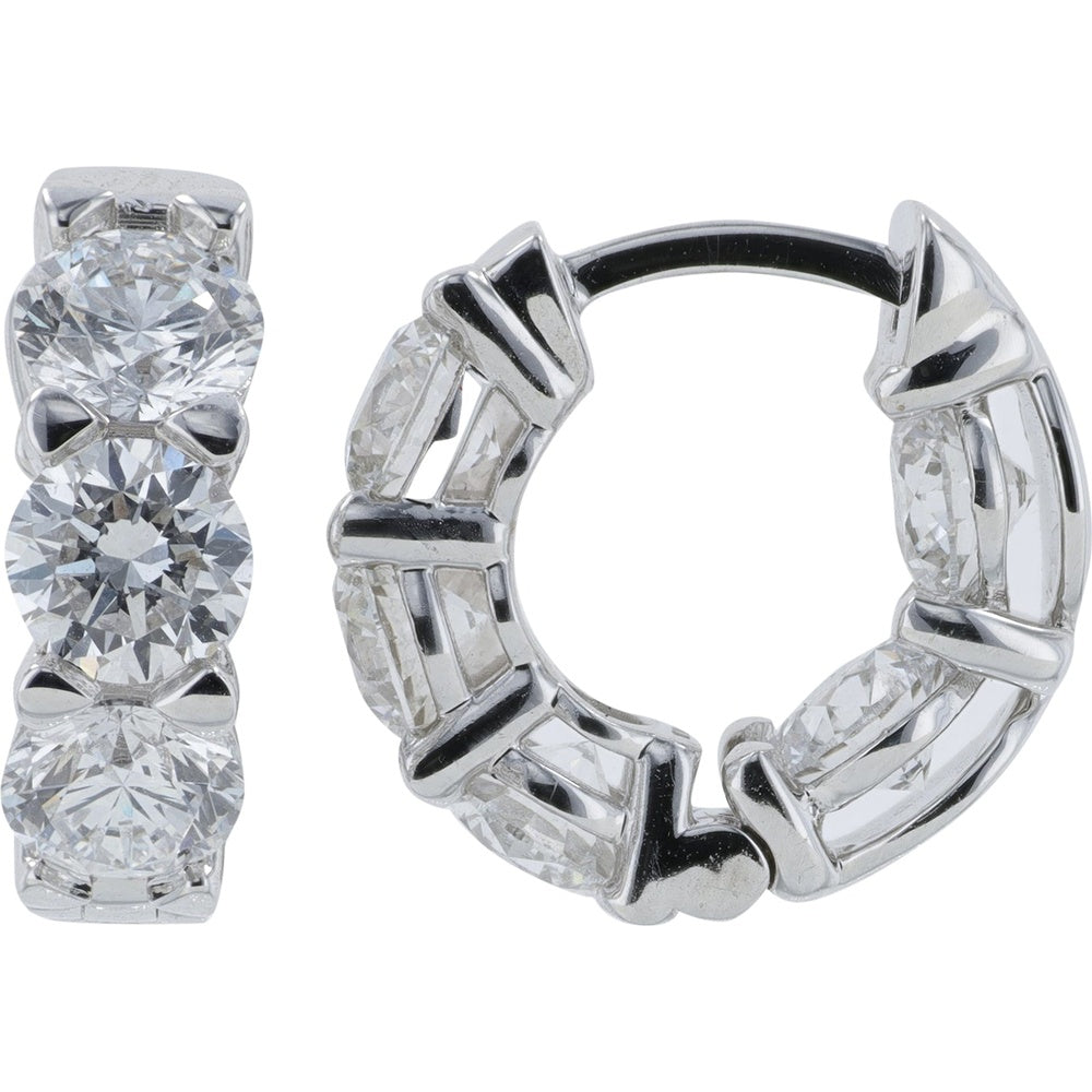14K White Gold Inside-Out Huggie Earrings with Round Lab Grown Diamonds - 3.30 Carat Total Diamond Weight