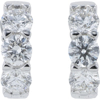 14K White Gold Inside-Out Huggie Earrings with Round Lab Grown Diamonds - 3.30 Carat Total Diamond Weight
