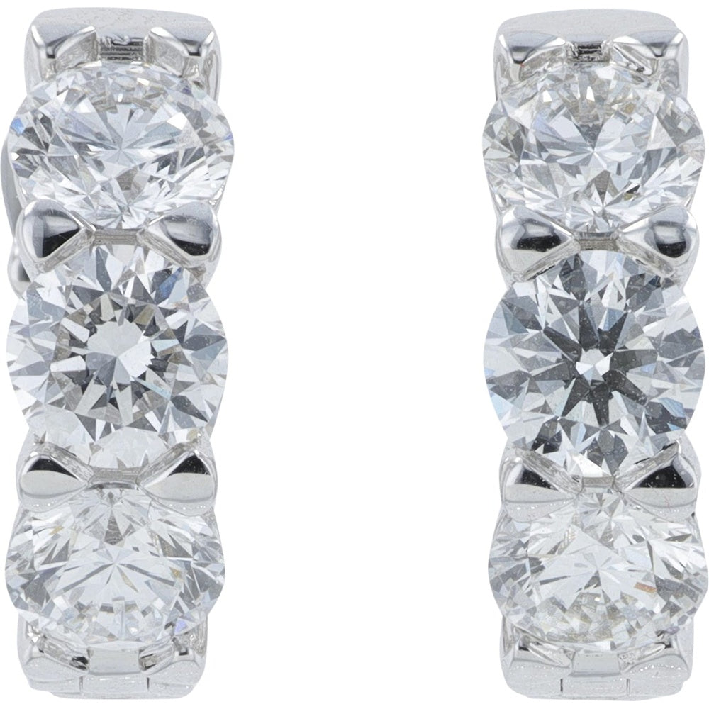 14K White Gold Inside-Out Huggie Earrings with Round Lab Grown Diamonds - 3.30 Carat Total Diamond Weight