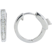 14K White Gold Inside-Out Huggie Hoop Earrings with Baguette Diamonds - 0.50 Carat Total Diamond Weight
