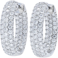 14K White Gold Inside-Out Medium Hoop Earrings with Round Lab Grown Diamonds - 2.00 Carat Total Diamond Weight