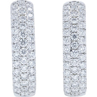 14K White Gold Inside-Out Medium Hoop Earrings with Round Lab Grown Diamonds - 2.00 Carat Total Diamond Weight