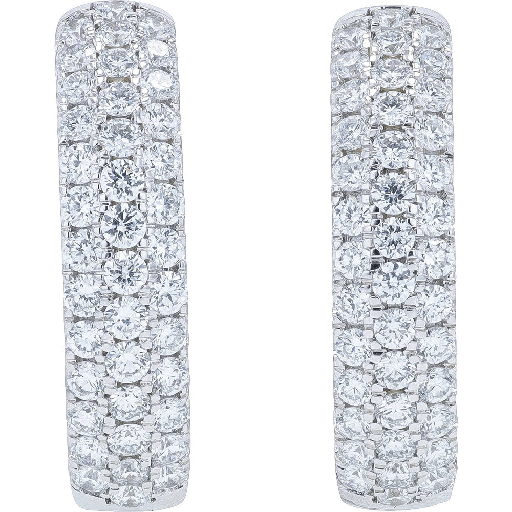 14K White Gold Inside-Out Medium Hoop Earrings with Round Lab Grown Diamonds - 2.00 Carat Total Diamond Weight