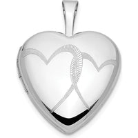 14K White Gold Interlocked Hearts Photo Locket Pendant - Engravable, Polished Finish by Monteluci Fine Jewelry