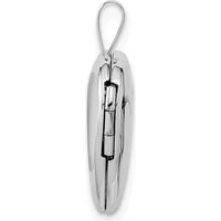 14K White Gold Interlocked Hearts Photo Locket Pendant - Engravable, Polished Finish by Monteluci Fine Jewelry