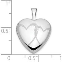 14K White Gold Interlocked Hearts Photo Locket Pendant - Engravable, Polished Finish by Monteluci Fine Jewelry