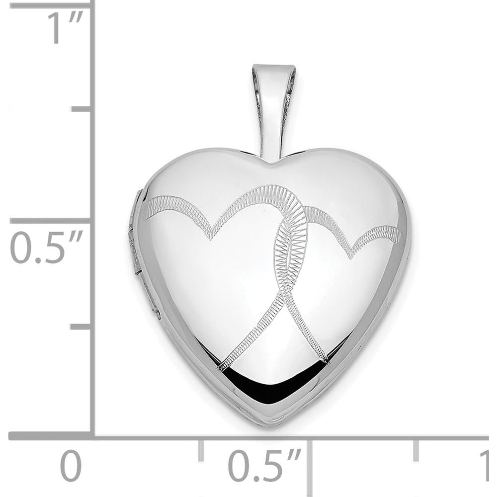 14K White Gold Interlocked Hearts Photo Locket Pendant - Engravable, Polished Finish by Monteluci Fine Jewelry