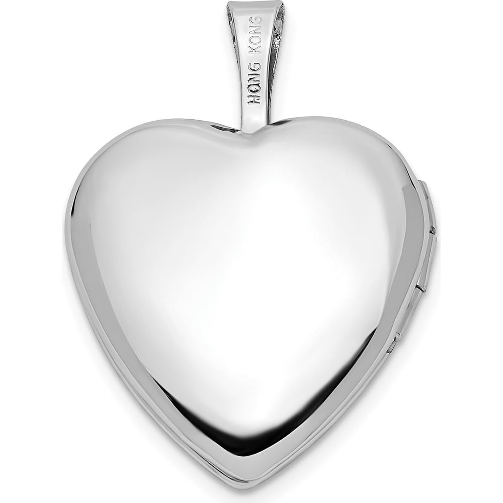14K White Gold Interlocked Hearts Photo Locket Pendant - Engravable, Polished Finish by Monteluci Fine Jewelry