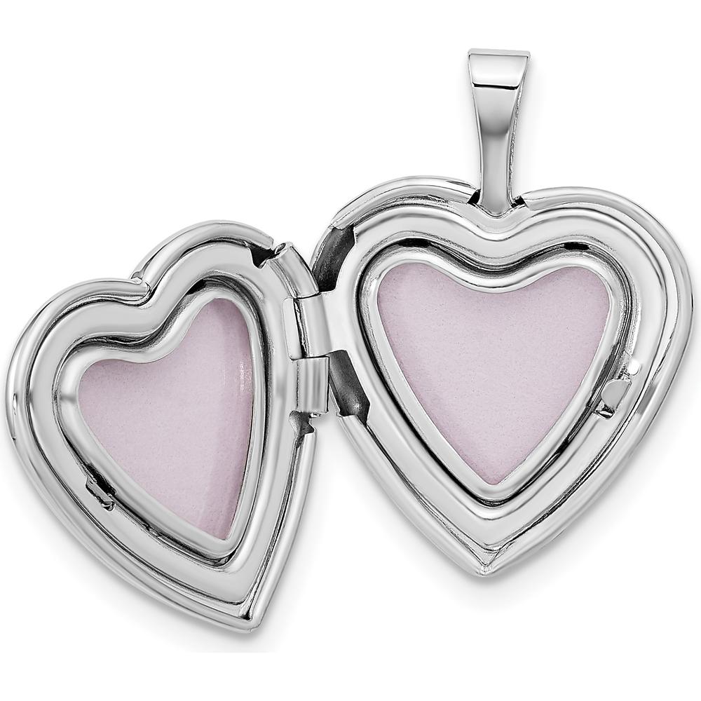 14K White Gold Interlocked Hearts Photo Locket Pendant - Engravable, Polished Finish by Monteluci Fine Jewelry