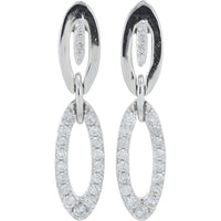 14K White Gold Interlocking Drop Earrings with Prong-Set Round Diamonds - 0.27 Carat Total Diamond Weight
