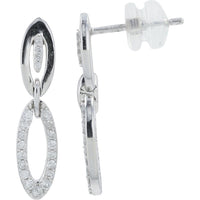 14K White Gold Interlocking Drop Earrings with Prong-Set Round Diamonds - 0.27 Carat Total Diamond Weight