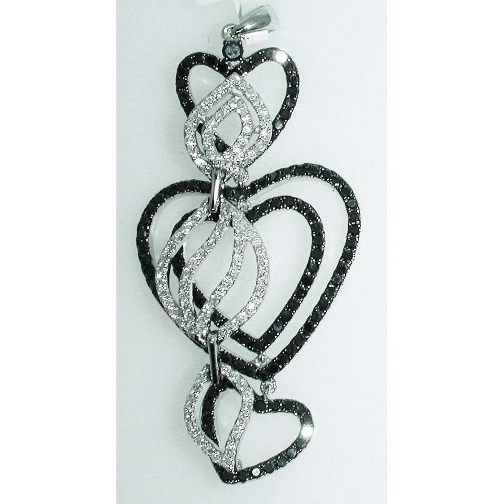 14K White Gold Interlocking Heart Pendant with Prong Set Round Diamonds - 1.82 Carat Total Diamond Weight by Auriventus